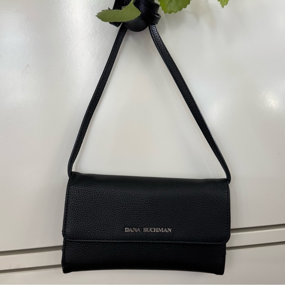 Dana Buchman Black Clutch with Flap Closure
